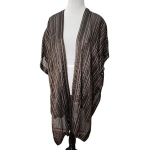 Eskandar Brown Bronze Silk Linen‎ Blend Tabard Duster Jacket Vest One Size